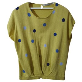Mansted Gelber Baumwoll Oversize Pullover mit kurzen Ärmeln - Autre Marque
