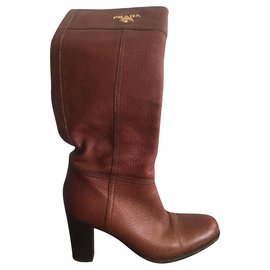 Botas Prada de piel color caramelo talla 35