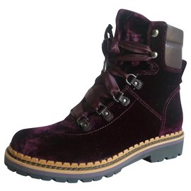 Stivali stringati in velluto color prugna Sam Edelman