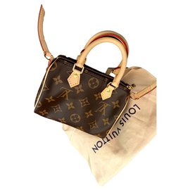Borsa a mano Louis Vuitton Nano Speedy in pelle marrone