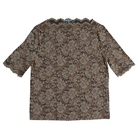 Top in pizzo Ganni Flynn marrone beige