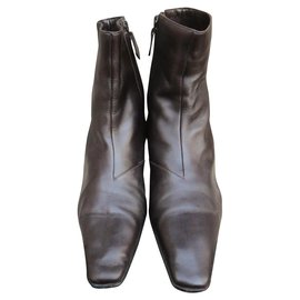 Botas Hermès de cuero marrón oscuro