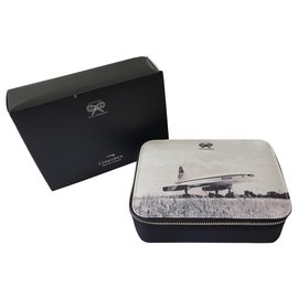 Pochette Anya Hindmarch Concorde British Airways in tela nero grigio