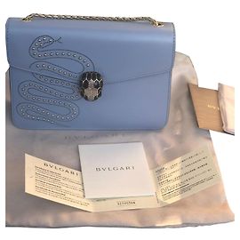 Borsa a tracolla Bulgari Serpenti Forever pelle azzurra