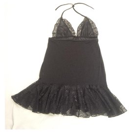 Canotta raffinata con slip in pizzo. Semi-velato. Mai indossato. - Autre Marque