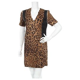 Vestido Sandro Estampado Leopardo de Seda y Lana
