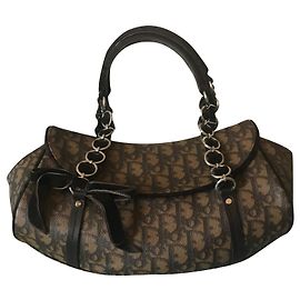 Borsa a mano Christian Dior Romantic Trotter in Pelle Marrone Scuro