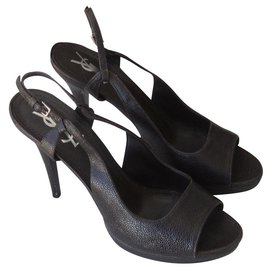 Sandales à talons Yves Saint Laurent Cuir Marron Chocolat