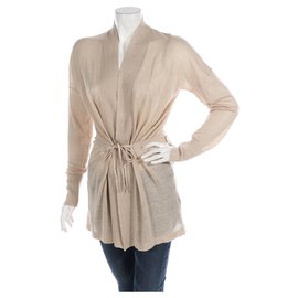 Club Monaco Strickjacke beige Leinen und Rayon Größe M