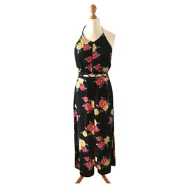 Autre Marque Vestido largo con cuello halter floral