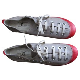Two-tone leather sneakers, - Autre Marque