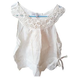 Túnica Maje beige de algodón con lentejuelas y cuello bordado