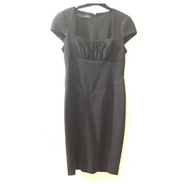 Abito da sera senza maniche Elie Saab nero in lana e strass