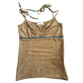 Maje Wildleder Top Caramel