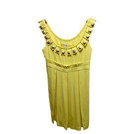 Temperley London Gelbes Temperley-Kleid mit goldenen Nieten