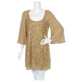 Abito con paillettes John Richmond beige in viscosa