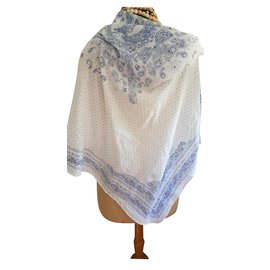 Bufanda Diesel Blanca con Motivos Azules de Algodón