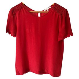 Top Maje de seda roja