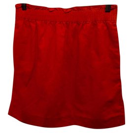 Falda roja J.Crew de lino y algodón Talla 10