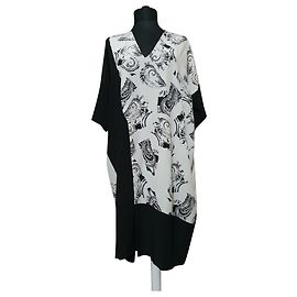 Vestido oversize de seda Costume National C'N'C negro blanco
