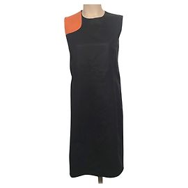 Ralph Lauren Baumwollkleid in Nachtblau mit Lederdetail