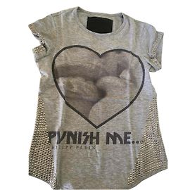 Camiseta Philipp Plein Punish Me Corazón Gris Algodón