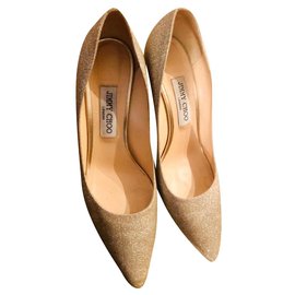 Décolleté Jimmy Choo Romy 85 Dorate con Paillettes e Pelle