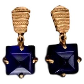 Orecchini Christian Dior in vetro blu cobalto
