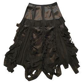 Falda de seda con volantes Maison Martin Margiela Negra