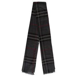 Sciarpa Burberry grigia in seta e lana