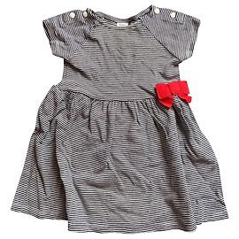 Petit Bateau Milleraies Kleid Dunkelblau Baumwolle 18 Monate