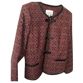Claudie Pierlot Jacquard Wolljacke Schokoladenbraun
