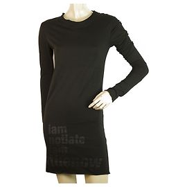 Autre Marque Barbara I Gongini Schwarz Langarm Modal Kleid aus Baumwolle in Mini-Länge