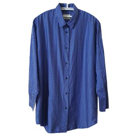 Mads Norgaard Tunika Hemd Gestreift Blau Weiß Baumwolle
