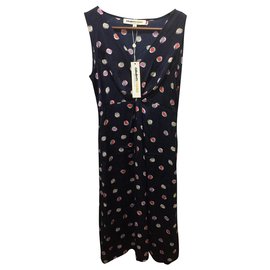 Clements Ribeiro Satinkleid Navy Blau