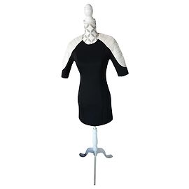 Pierre Balmain Zweifarbiges schwarz-weißes Kleid
