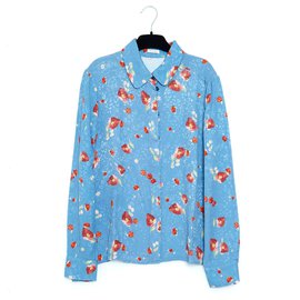 Blusa Vilshenko Georgia en viscosa azul damasco