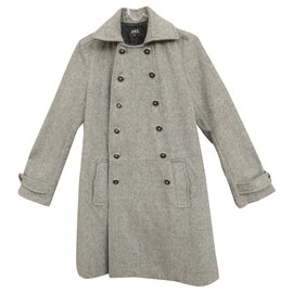 Cappotto Apc in tweed di lana grigio a trapezio 36