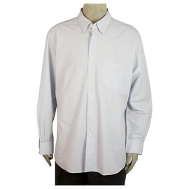 Ermenegildo Zegna Camicia classica azzurra manica lunga in cotone da uomo XXL