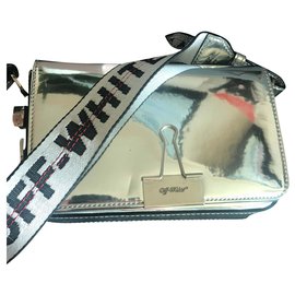 Borsa a tracolla Off White Argentata Metallizzata
