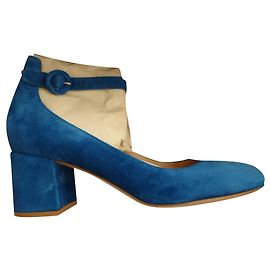 Décolleté Gianvito Rossi Greta Mid in suede blu