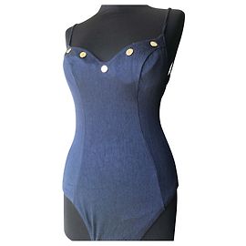 Dior Badeanzug Navy Blau CD Logo Denim