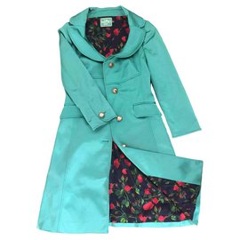 Abrigo de seda verde esmeralda D&G