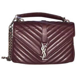 Borsa a mano Saint Laurent College rosso scuro vermeil