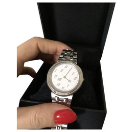 Montre Hermès Meteor en acier argenté