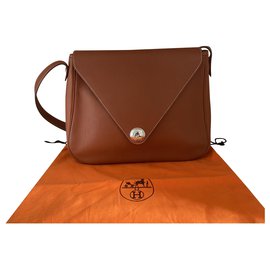 Borsa a mano Hermès Christine in pelle marrone chiaro