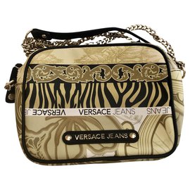 Bolsa de ombro Versace bege de modal