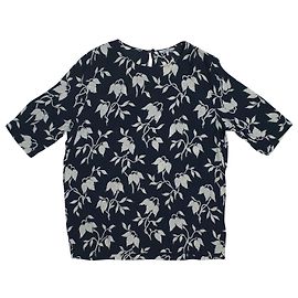 Blusa Ganni Maxwell in crepe blu e bianca