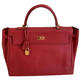 Borsa a mano Hermès Kelly 32 Rossa in Pelle