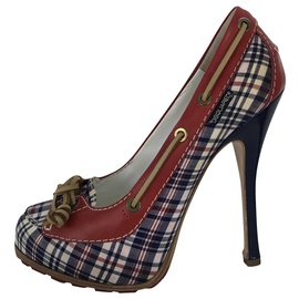Décolleté Dsquared2 in pelle e tela a quadri 37